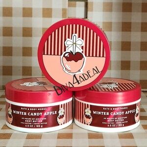 3X Bath & Body Works WINTER CANDY APPLE 6.5 OZ Body Butters